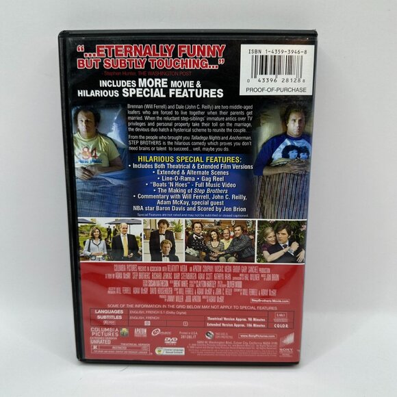 Step Brothers Unrated Widescreen Edition Will Ferrell John C Reilly DVD Sony - Picture 3 of 5